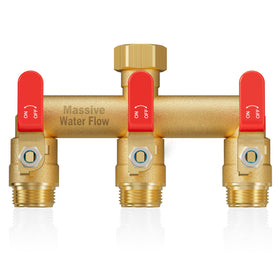LNEZCDB 3-way brass hose splitter brass body for durable outdoor use and full-flow delivery