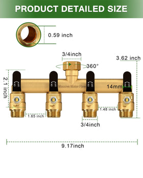LNEZCDB brass splitter side view highlights heavy-duty design and durability.