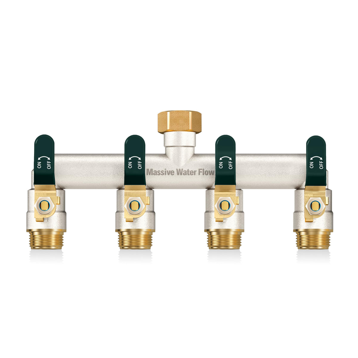 LNEZCDB four-way hose splitter with sturdy brass construction for multitasking outdoors