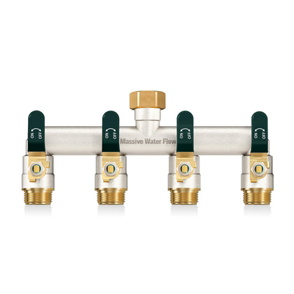 LNEZCDB four-way hose splitter with sturdy brass construction for multitasking outdoors