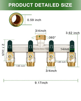 LNEZCDB heavy-duty brass splitter highlighting full-flow performance