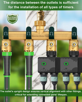 LNEZCDB outlets spaced for timers and multiple hoses simultaneously.