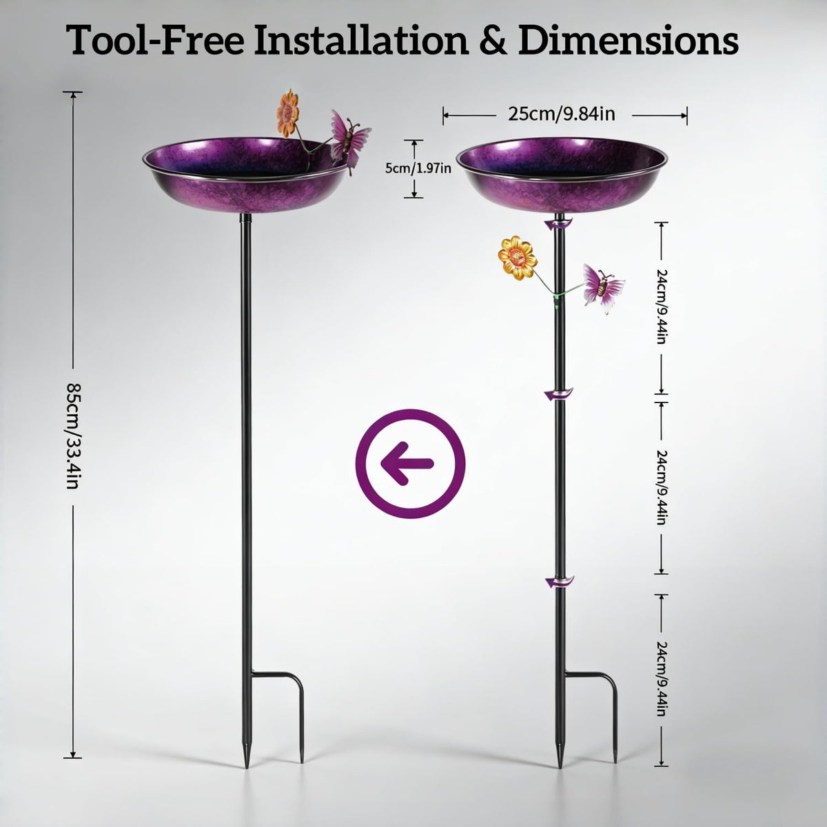 LNGMT purple garden decor brightens outdoor spaces and attracts birds.