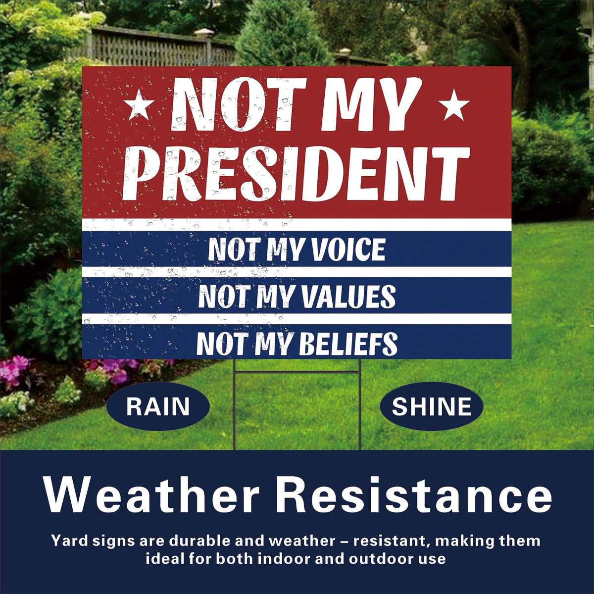Lnyelxa outdoor yard sign weatherproof corrugated plastic withstands rain and sun.