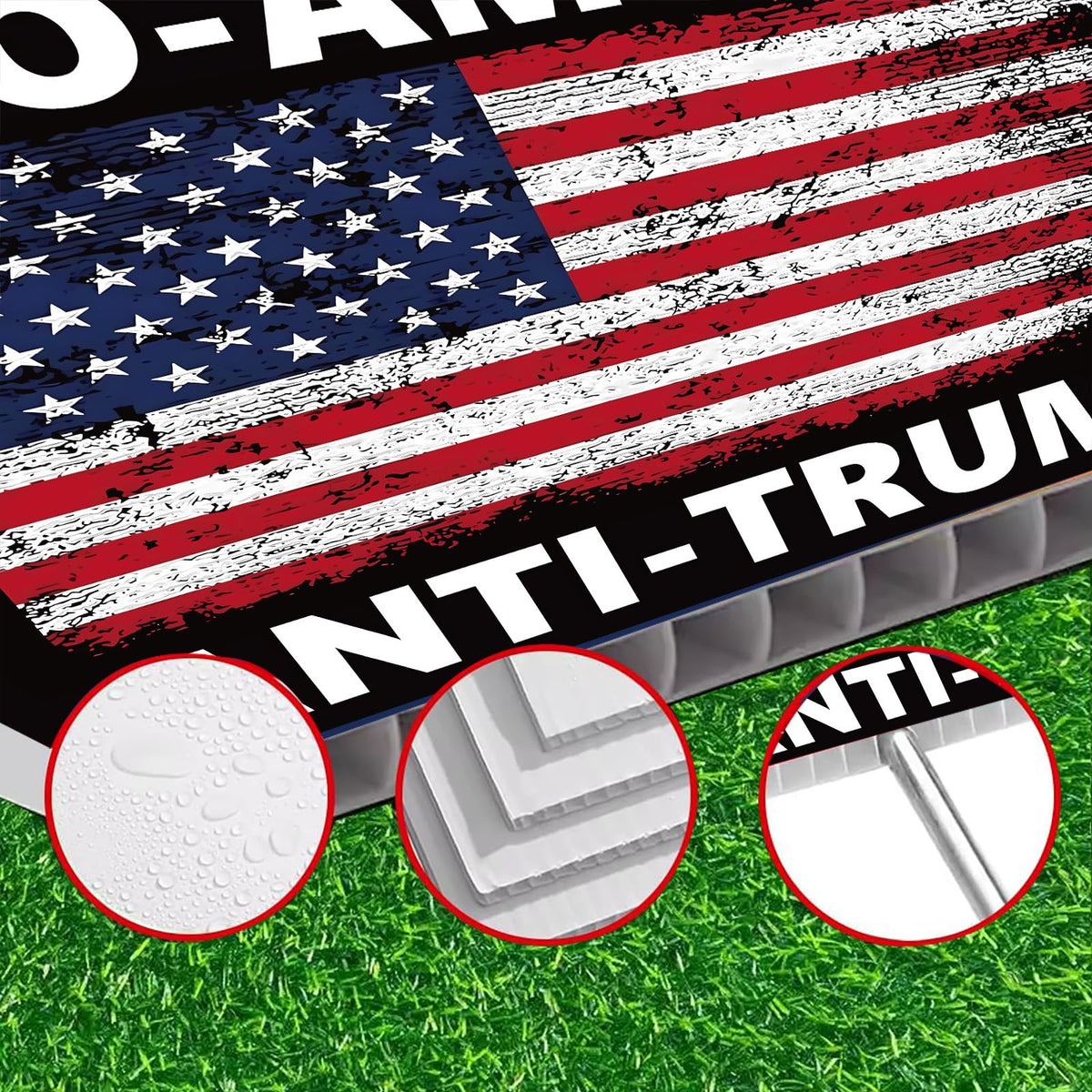 Lnyelxa Pro America Anti Trump yard sign, 18x12 inch size for versatile displays.