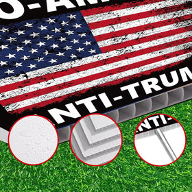 Lnyelxa Pro America Anti Trump yard sign, 18x12 inch size for versatile displays.