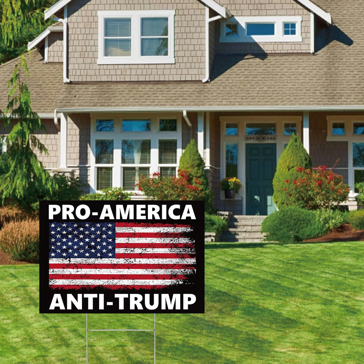 Lnyelxa yard sign with stake ready to plant in lawns, sidewalks, or demonstrations.