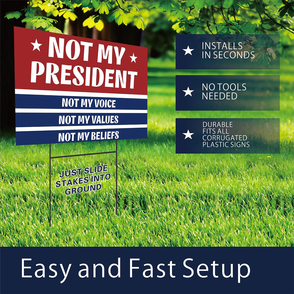 Lnyelxa protest sign 18x12 with rust-proof metal H stake for quick setup.