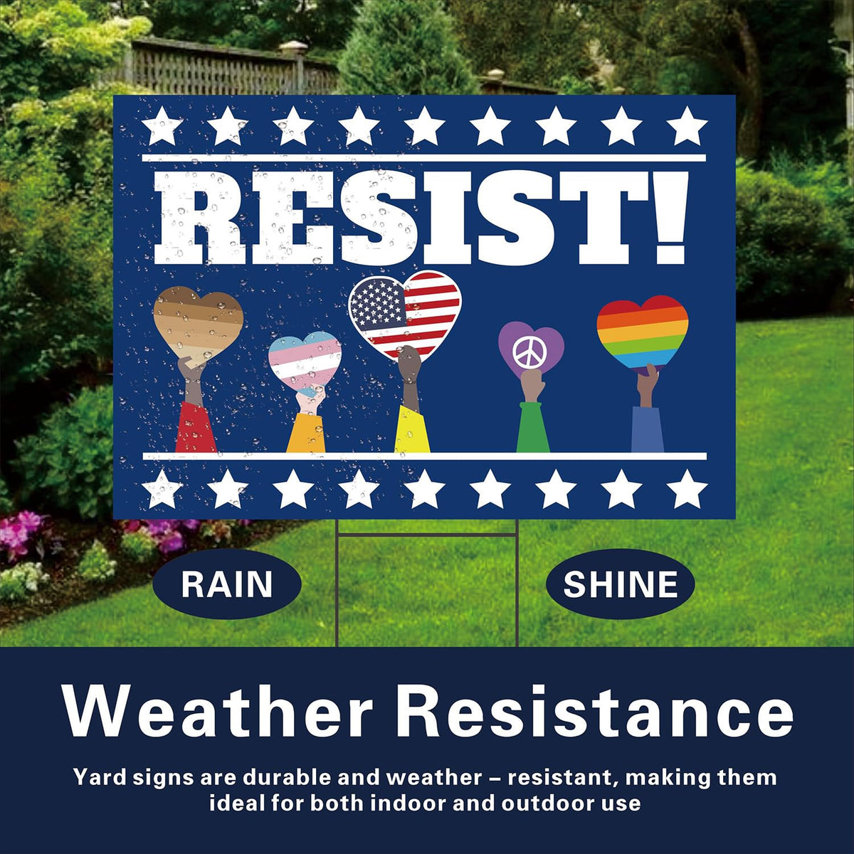 Lnyelxa Resist sign with rust-proof metal H-stake for quick setup