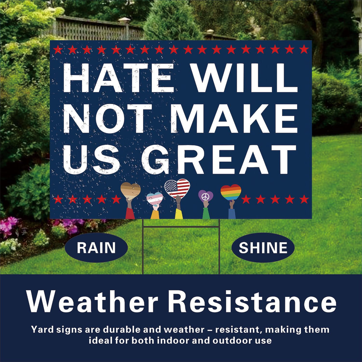 Lnyelxa weatherproof corrugated plastic sign withstands sun and rain.