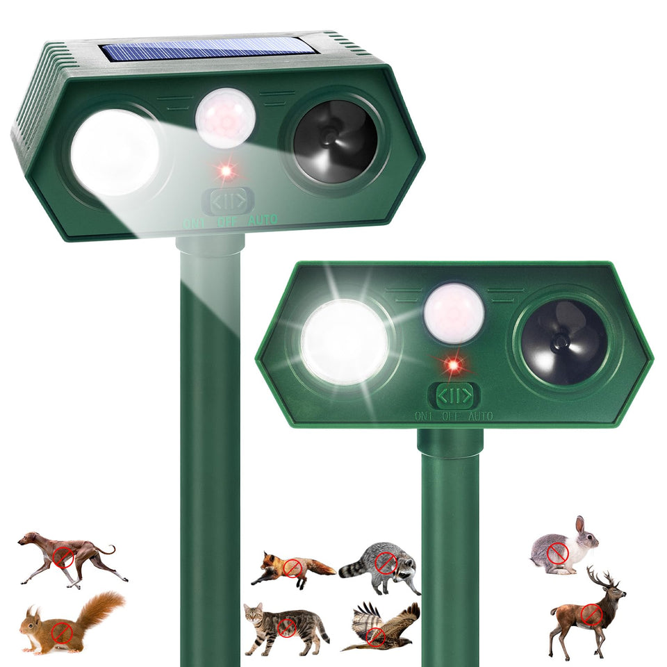 LNYUHAD Sonic Fortress Pro deer deterrent image for solar-powered garden protection.