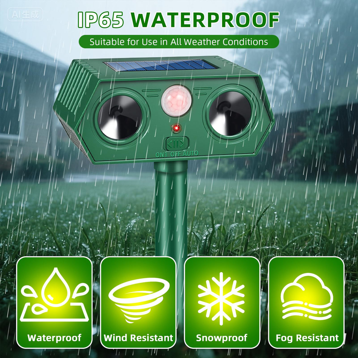 LNYUHAD ultrasonic-wave-emission demonstrates humane, electronic deterrence for unwanted animals.