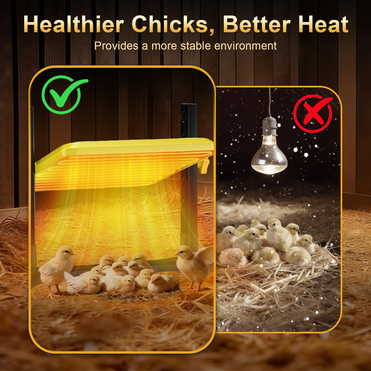 Lobeline radiant heat for poultry keeps chicks comfortable in cold nights.