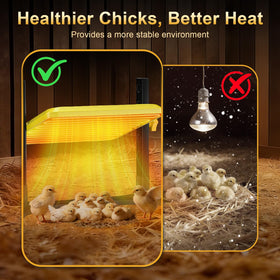 Lobeline radiant heat for poultry keeps chicks comfortable in cold nights.