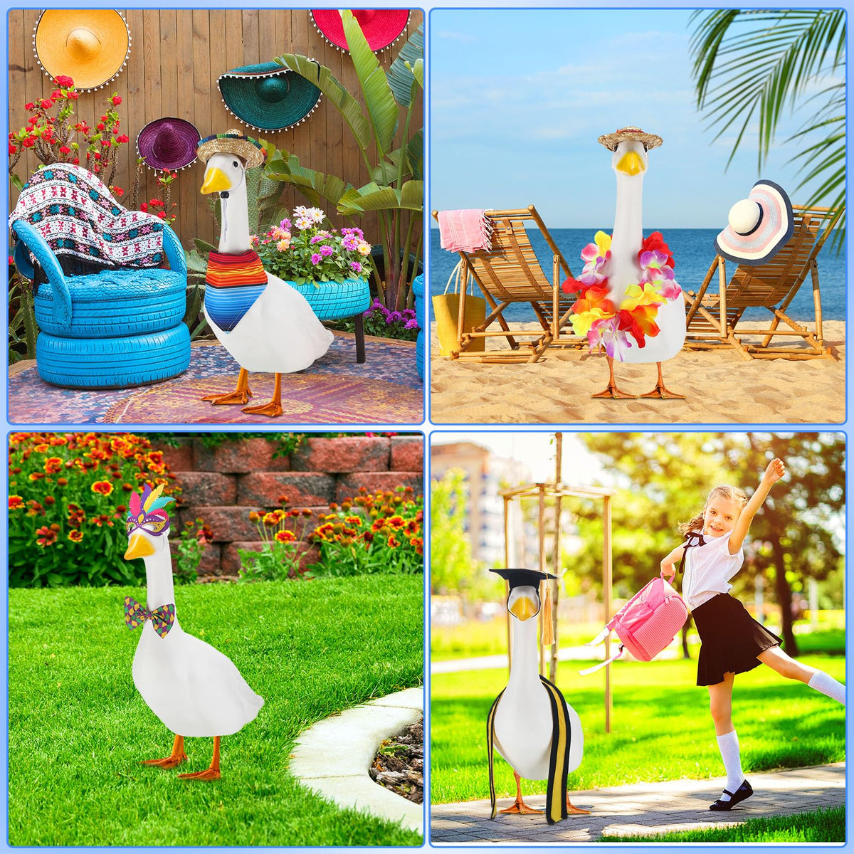 Locmeo Valentine's pink costume creates romantic seasonal accents on the goose.