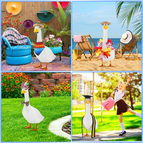Locmeo Valentine's pink costume creates romantic seasonal accents on the goose.