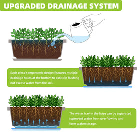 LOCONHA Window Box Planter with attached drainage tray for healthier plants.
