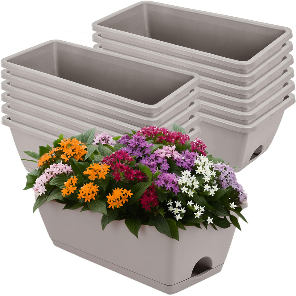 LOCONHA Window Box Planter front view in French Grey for indoor or balcony decor.