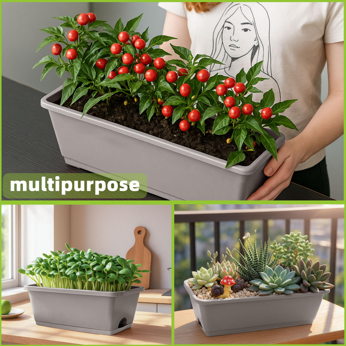 LOCONHA Window Box Planter suited for indoor-outdoor use with flowers.