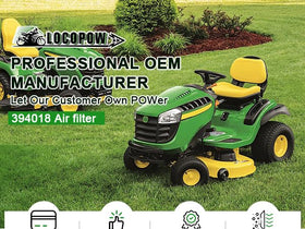 LOCOPOW lawn mower compatibility label highlights compatible models.