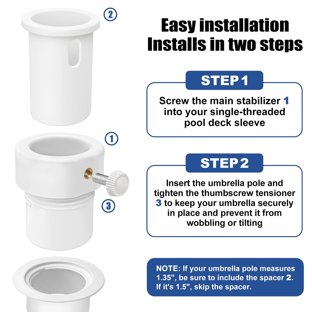 lodfGL stabilizer fits Waterways and AquaStar sleeves for secure umbrella placement