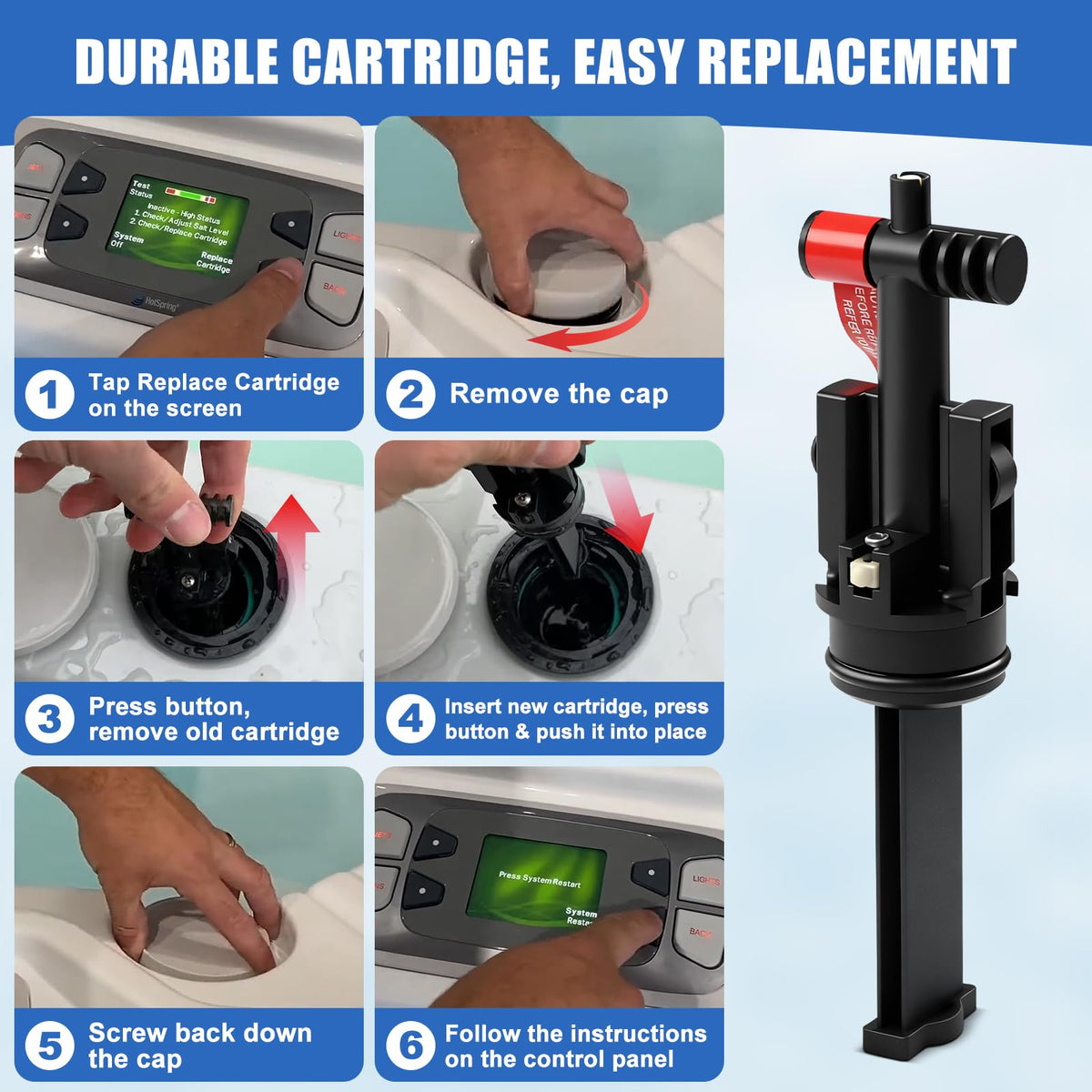 lodfGL salt system cartridge installation demonstrates quick tool-free swap