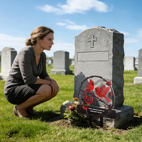 Lodou weatherproof grave marker, rust-resistant design for year-round outdoor use.