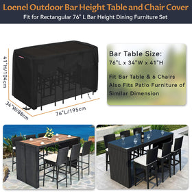 Loenel cover with windproof straps keeps a tall bar set secure in strong gusts
