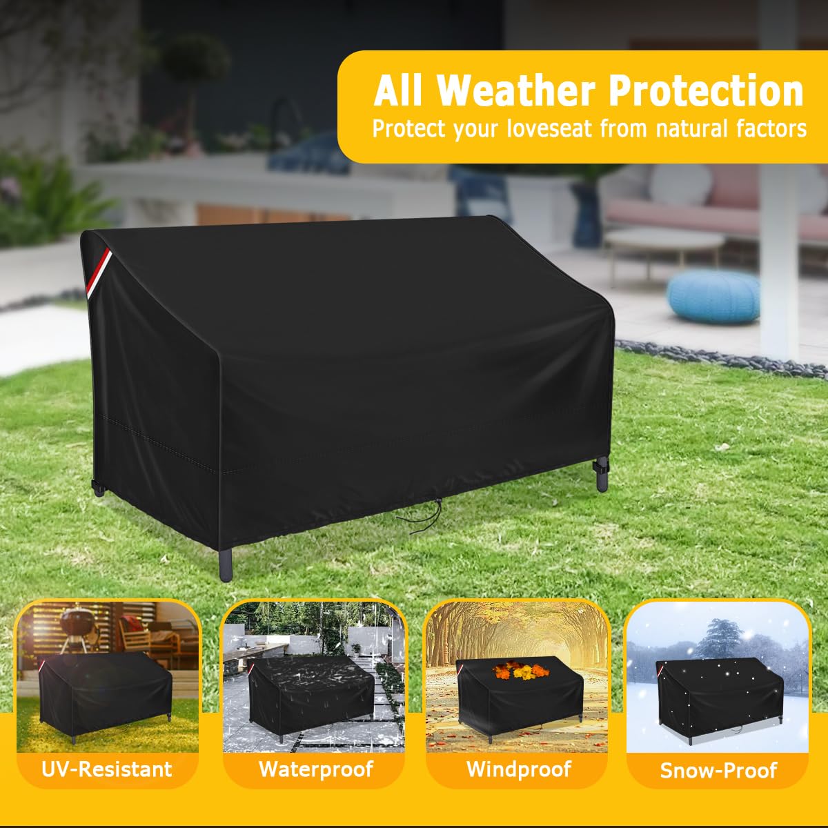 Loenel outdoor sofa cover with padded handles enables easy installation and removal