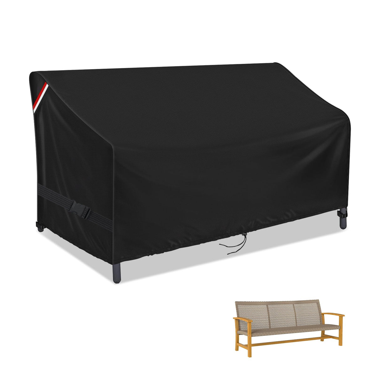 Loenel outdoor sofa cover windproof straps demonstrate secure fit against strong winds