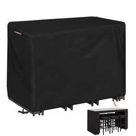 Loenel waterproof outdoor bar cover protecting a 60L rectangular table from rain.