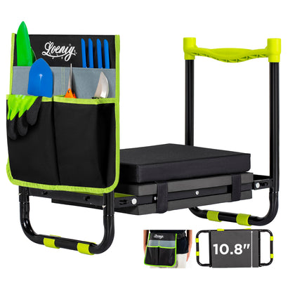LOENIY 10.8-inch wide seat provides comfortable kneeling for extended gardening sessions.
