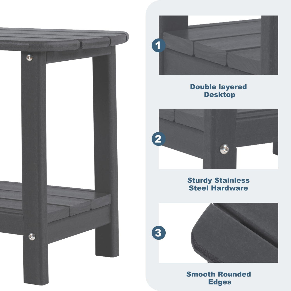 LOENIY two-tier storage shelf on the patio side table for essentials