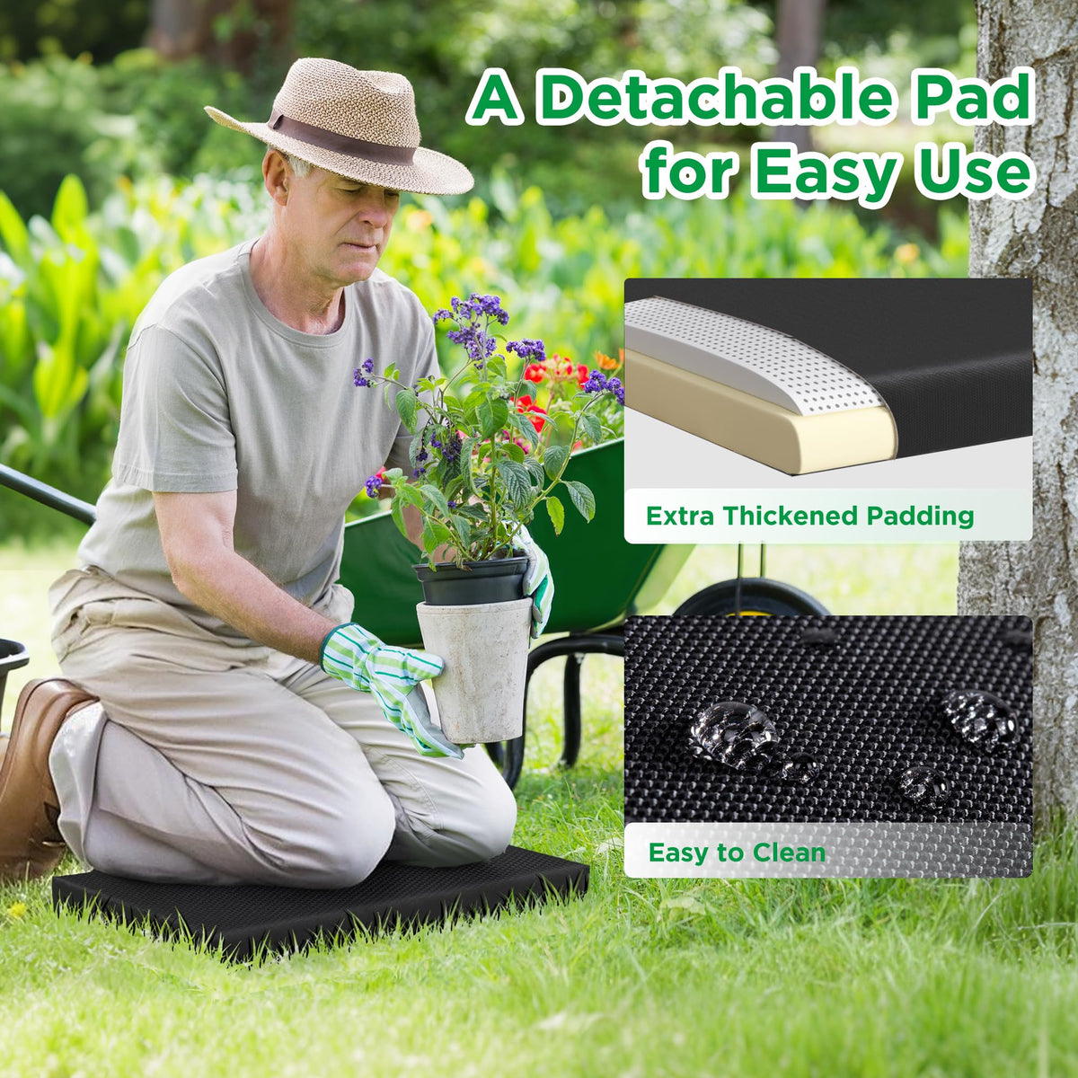 LOENIY integrated tool belt pouch keeps essentials handy while gardening.