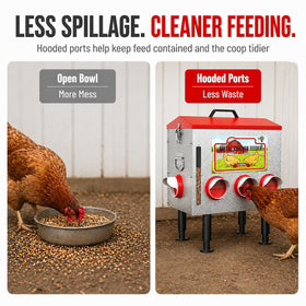 LOESLY feeder with adjustable legs adapts height for chicks to adults