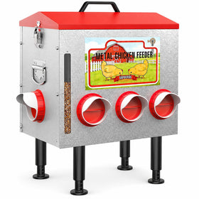 LOESLY 50lbs metal chicken feeder full view highlighting large capacity for consistent feeding
