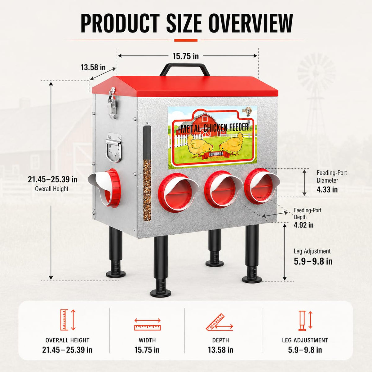LOESLY weather-ready outdoor poultry feeder supports year-round use