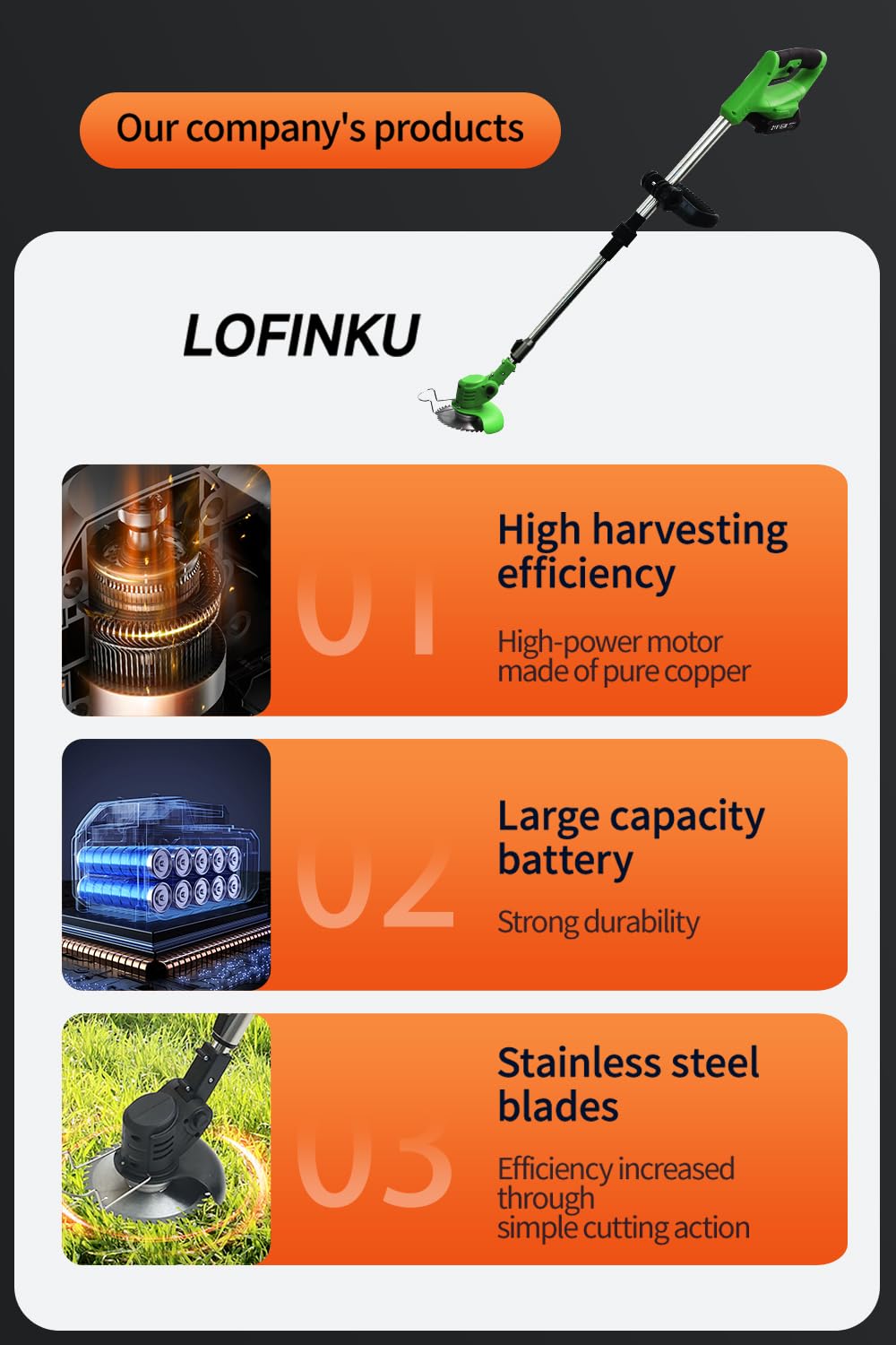 LOFINKU complete accessory set provides everything needed for versatile gardening tasks.