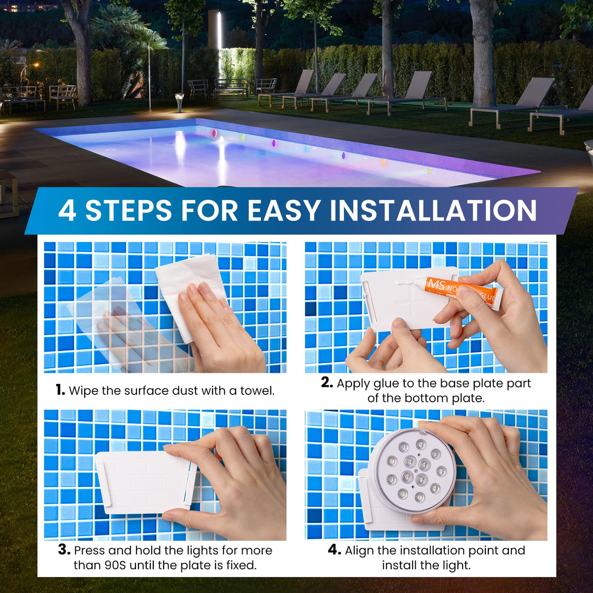 LOFTEK shower light waterproof for bathroom ambience.