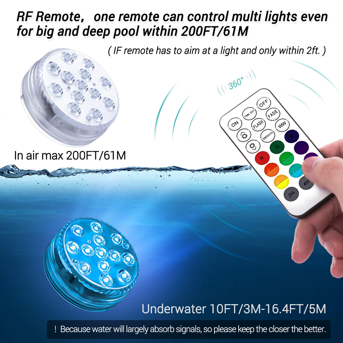 LOFTEK submersible light with 13 LEDs for vivid underwater ambiance
