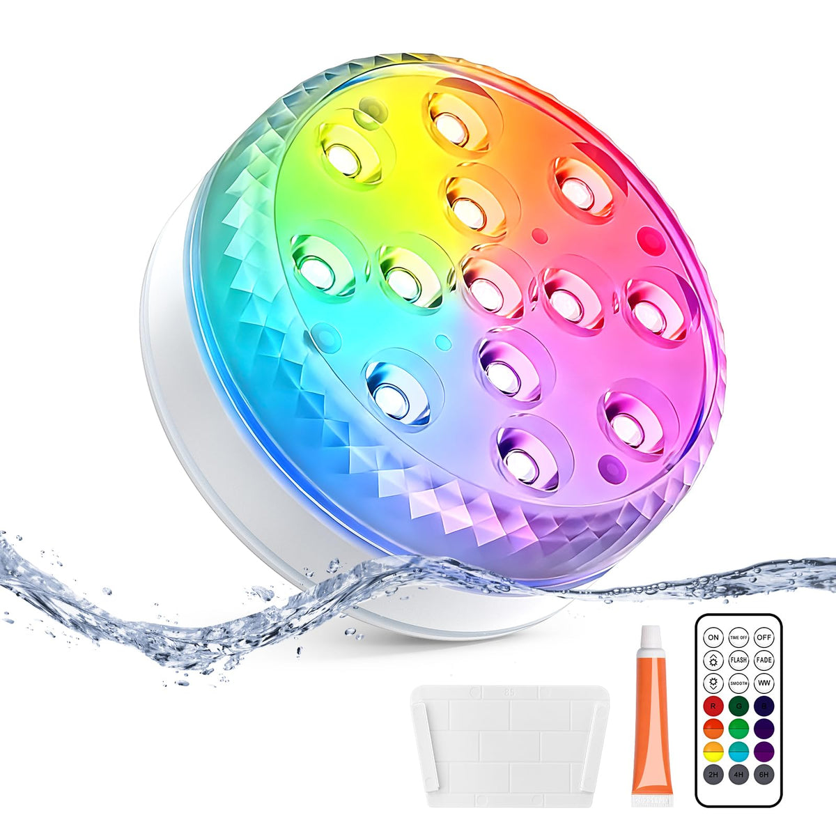 LOFTEK submersible light with 13 LEDs brightening pools and ponds