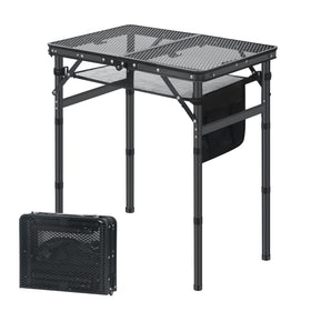 LOFTEY small folding grill table fully assembled and ready for outdoor cooking.