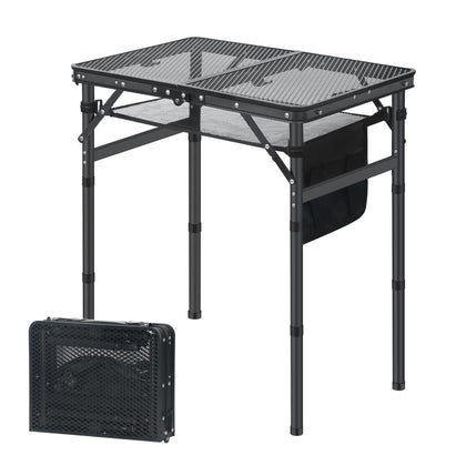 LOFTEY small folding grill table fully assembled and ready for outdoor cooking.