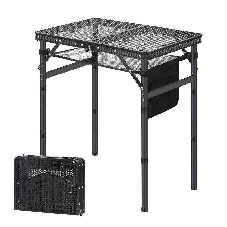 LOFTEY small folding grill table fully assembled and ready for outdoor cooking.