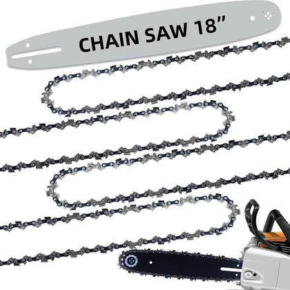 Loggers Art Gens 18in chain kit ready for 62-drive-link setups for quick bar changes.