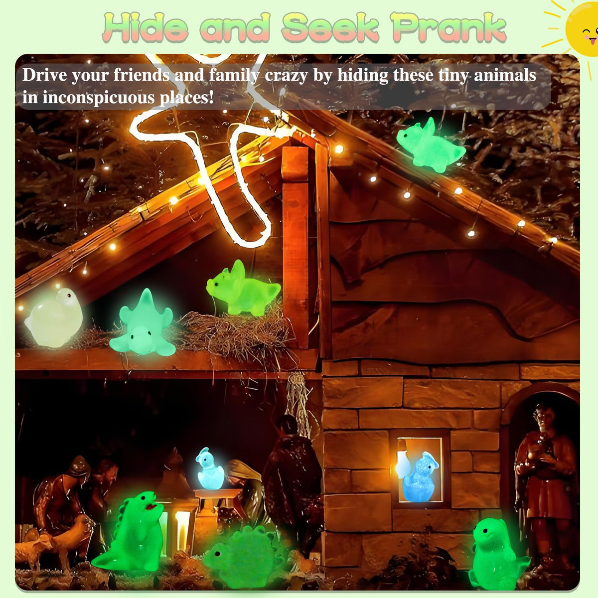 LOIKMIUP glow-in-the-dark dinos enhance any miniature garden night scene