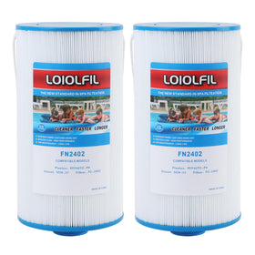 LOIOLFIL spa filter showing a closed-top design with string handle for easy removal