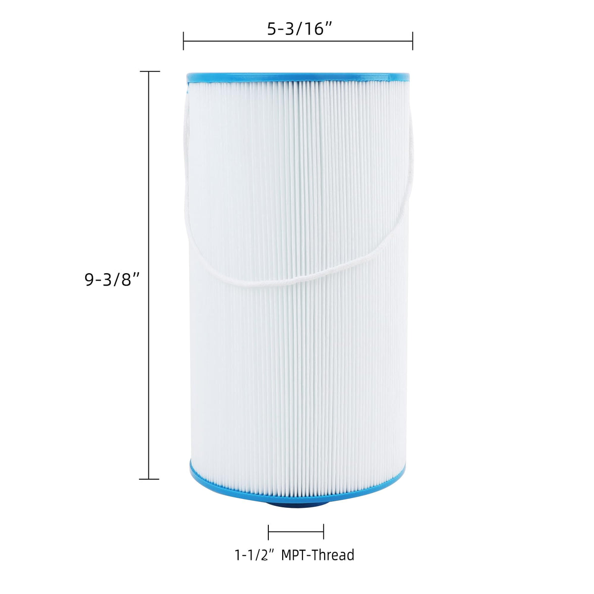 LOIOLFIL spa filter illustrating 9-1/2 inch length for precise spa fit
