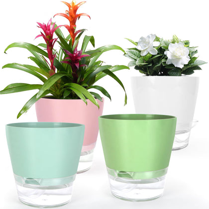 Lokeisna self-watering pot set 4pc for effortless indoor plant care.