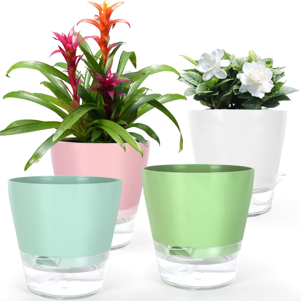 Lokeisna self-watering pot set 4pc for effortless indoor plant care.